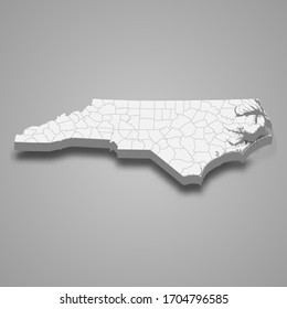 3d map of North Carolina is a state of United States