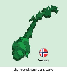 3D Map of Norway, Vector illustration Stock Photos, Designs