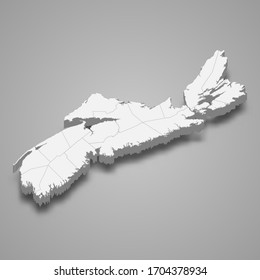 3d map of Nova Scotia is a province of Canada