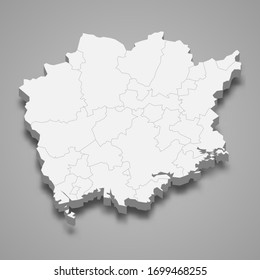 3d map of Okayama is a prefecture of Japan
