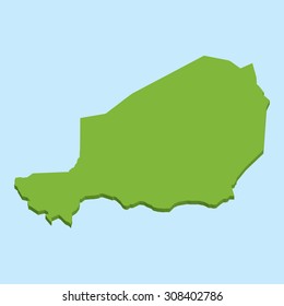 A 3D map on blue water background of  Niger
