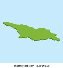 A 3D map on blue water background of  Georgia