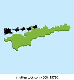A 3D map on blue water with Santa background of  Monaco