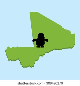 A 3D map on blue water with Santa background of  Mali