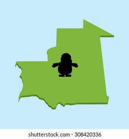 A 3D map on blue water with Santa background of  Mauritania