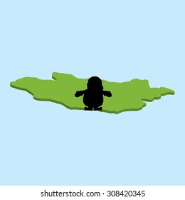 A 3D map on blue water with Santa background of  Mongolia
