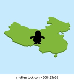A 3D map on blue water with Santa background of  China