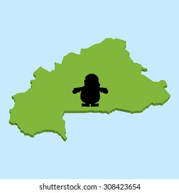 A 3D map on blue water with Santa background of  BurkinaFaso