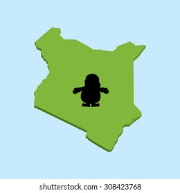 A 3D map on blue water with Santa background of  Kenya