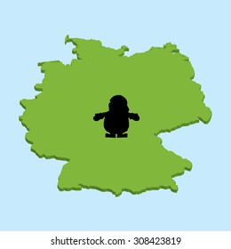 A 3D map on blue water with Santa background of  Germany