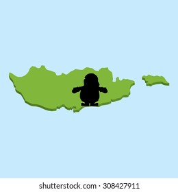 A 3D map on blue water with Santa background of  Cyprus