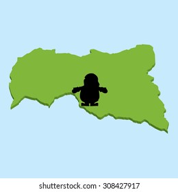 A 3D map on blue water with Santa background of  CentralAfricanRepublic