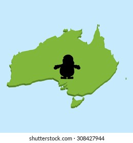 A 3D map on blue water with Santa background of  Australia