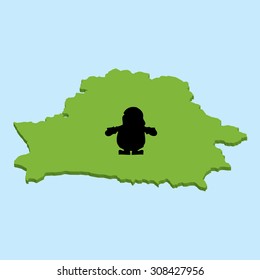 A 3D map on blue water with Santa background of  Belarus