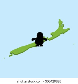 A 3D map on blue water with Santa background of  NewZealand