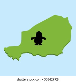 A 3D map on blue water with Santa background of  Niger