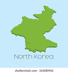 A 3D map on blue water background of NorthKorea
