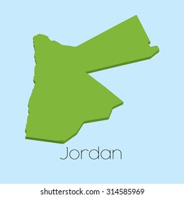 A 3D map on blue water background of Jordan