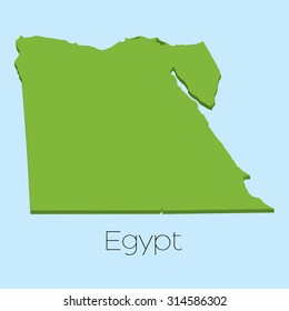 A 3D map on blue water background of Egypt