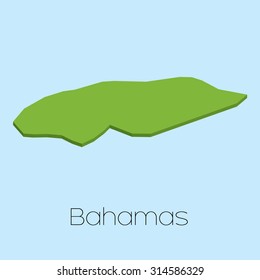 A 3D map on blue water background of Bahamas
