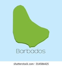 A 3D map on blue water background of Barbados