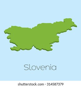 A 3D map on blue water background of Slovenia