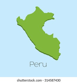 A 3D map on blue water background of Peru