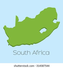 A 3D map on blue water background of South Africa