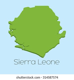 A 3D map on blue water background of SierraLeone