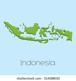 A 3D map on blue water background of Indonesia