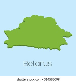 A 3D map on blue water background of Belarus
