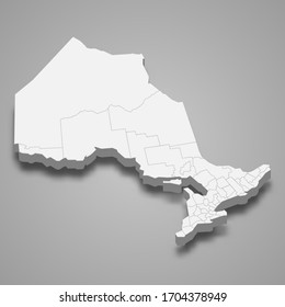 3d map of Ontario is a province of Canada