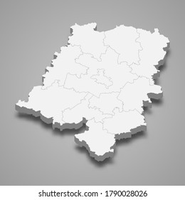 3d map of Opole voivodeship is a province of Poland, vector illustration