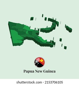 3D Map of Papua New Guinea, Vector illustration Stock Photos, Designs