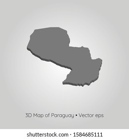 3D map of Paraguay, vector eps