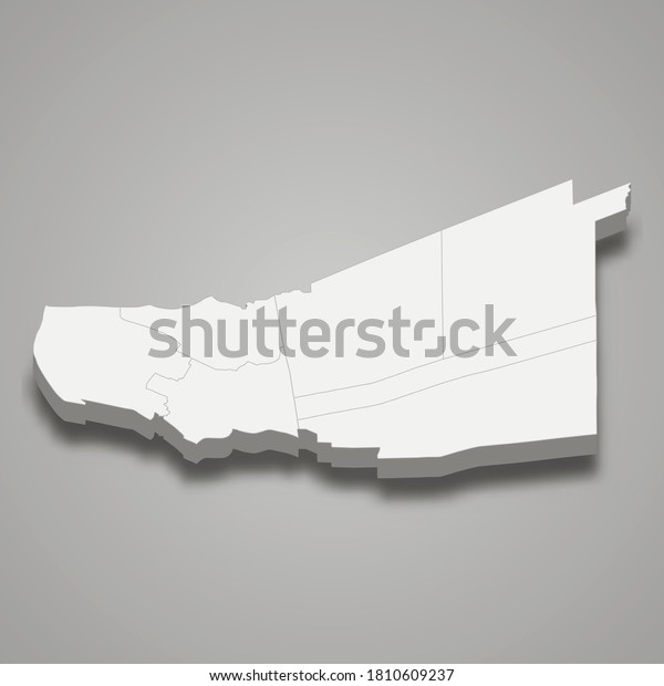 3d Map Pathum Thani Province Thailand Stock Vector Royalty Free