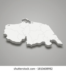 3d map of Pattani is a province of Thailand. Vector illustration