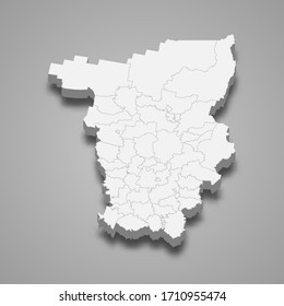 3d map of Perm Krai is a region of Russia