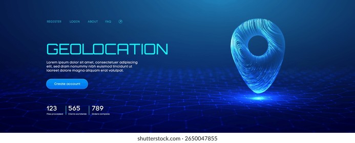 3D Map Pin Icon with GPS Technology and Digital Roadmap Vector. Futuristic AI Route Marker for Navigation or Tourism Website. Abstract Wireframe Destination Tag with Hologram Light Effect.