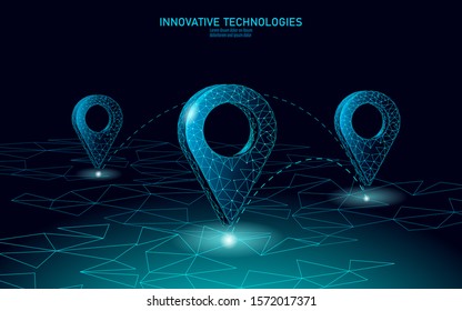 3D map point location business symbol. Realistic icon polygonal delivery service map market. Shipping online shopping direction city address position pin vector illustration