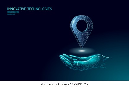 3D map point location business symbol. Realistic icon polygonal delivery worldwide planet. Shipping online shopping direction city address position pin vector illustration
