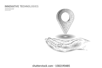 3D map point location business symbol. Realistic icon polygonal delivery worldwide planet. Shipping online shopping direction city address position pin vector illustration