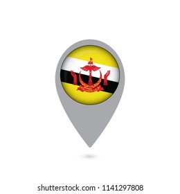 A 3D Map Pointer Flag Illustration of the country of Brunei