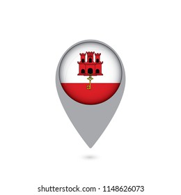 A 3D Map Pointer Flag Illustration of the country of Gibraltar