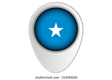 A 3D Map Pointer Flag Illustration of the country of  Somalia