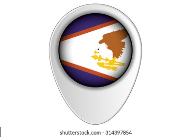 A 3D Map Pointer Flag Illustration of the country of  American Samoa