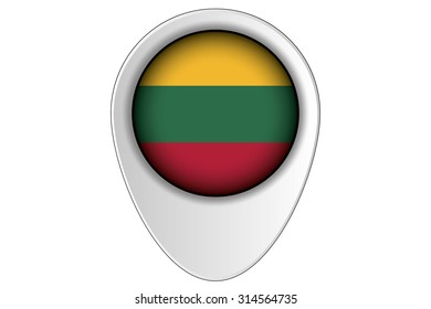 A 3D Map Pointer Flag Illustration of the country of  Lithuania