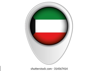 A 3D Map Pointer Flag Illustration of the country of  Kuwait