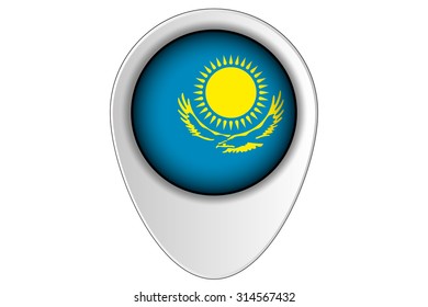 A 3D Map Pointer Flag Illustration of the country of  Kazakstan