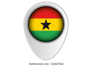 A 3D Map Pointer Flag Illustration of the country of  Ghana